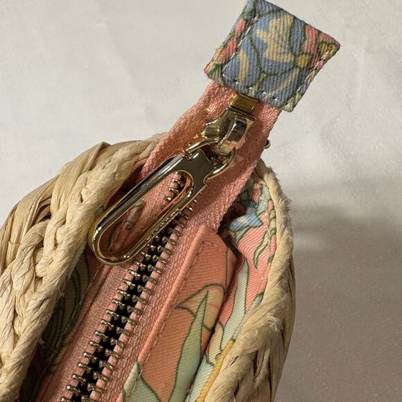 Talbots Woven Cornhusk Purse with Brown Leather Accents and Long Strap - Picture 7 of 10